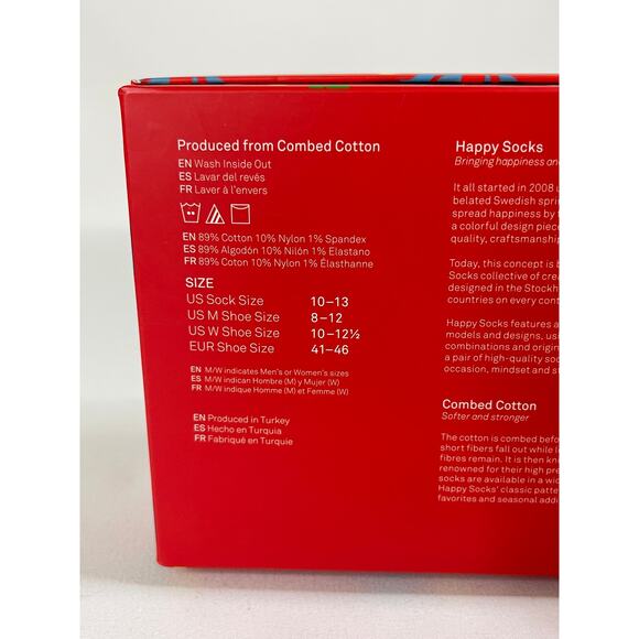 Happy Socks Gift Box 3 Pack Multicolor US M 8 to 12 US W Size 10 to 12 1/2 - Picture 3 of 5